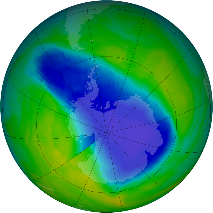 Antarctic ozone map for 20 November 1999